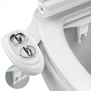 KINGTACK Toilet Bidet Attachment, Dual Nozzle, Non-Electric Bidet Attachment for Toilet Seat, Adjustable Water Pressure, Rear and Feminine Wash (White)