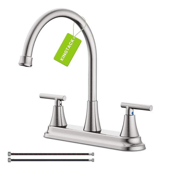 KINGTACK Two Handles Kitchen Faucet, 3 Hole or 4 Holel Faucet for Kitchen Sink, Brushed Nickel