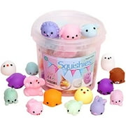 KINGYAO Squishies Squishy Toy moji Kids Mini Kawaii Mochi Stress Reliever Anxiety Basket Stuffers fillers Multi-color Easter Party Favors, with Stor 24 Count