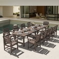thumbnail image 1 of KINGYES 12 Piece Patio Dining Set, HDPE Outdoor Table and Chairs Set with Umbrella Hole, Dark Brown, 1 of 9