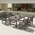 thumbnail image 1 of KINGYES 5 Piece Patio Dining Set for 4, HDPE Outdoor Table and Chairs Set with Umbrella Hole, Dark Brown, 1 of 9