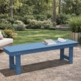 thumbnail image 1 of KINGYES 56" HDPE All-Weather Outdoor Bench, 2-Person Backless Patio Bench Dining Bench for Garden, Porch & Backyard, Blue, 1 of 8