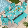 thumbnail image 1 of KINGYES 6 Piece Patio Dining Set, HDPE Outdoor Table and Chairs with Bench, Aruba Blue, 1 of 11