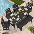 thumbnail image 1 of KINGYES 6 Piece Patio Dining Set, HDPE Outdoor Table and Chairs with Bench, Black, 1 of 12