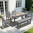 thumbnail image 1 of KINGYES 6 Piece Patio Dining Set, HDPE Outdoor Table and Chairs with Bench, Gray, 1 of 11