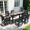 thumbnail image 1 of KINGYES 7-Piece Outdoor Dining Set, HDPE Patio Table and Chairs with Umbrella Hole, Black, 1 of 13