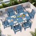thumbnail image 1 of KINGYES 7-Piece Outdoor Dining Set, HDPE Patio Table and Chairs with Umbrella Hole, Blue, 1 of 12