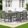 thumbnail image 1 of KINGYES 8-Piece HDPE Outdoor Dining Set for 6, Square Patio Table & Armchairs with Umbrella Hole, All-Weather Patio Dining Set for Backyard, Garden, Lawn & Poolside, Gray, 1 of 8