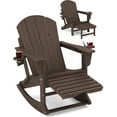 thumbnail image 1 of KINGYES Adirondack Rocking Chair with Retractable Ottoman and Cup Holders, HDPE Adirondack Rocker Patio Rocking Chair for Porch, Patio, Balcony, Coffee, 1 of 1
