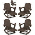 thumbnail image 1 of KINGYES Adirondack Rocking Chair Set of 4 with Retractable Ottoman and Cup Holders, HDPE Adirondack Rocker Patio Rocking Chair for Porch, Patio, Balcony, Coffee, 1 of 1