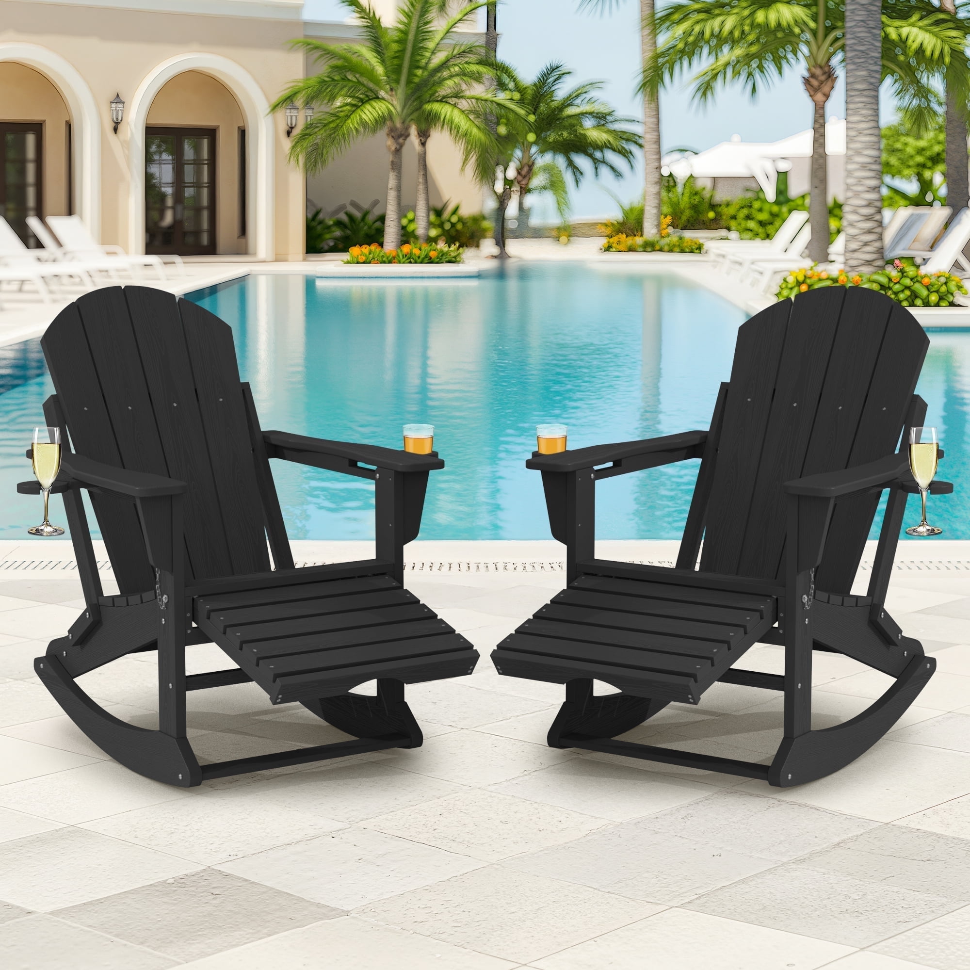 Walmart exclusive discounts  Walmart Black Friday Deals 2025 - KINGYES Folding Adirondack Rocking Chair Set of 2 with Footrest and Dual Cup Holders Outdoor Patio Resin