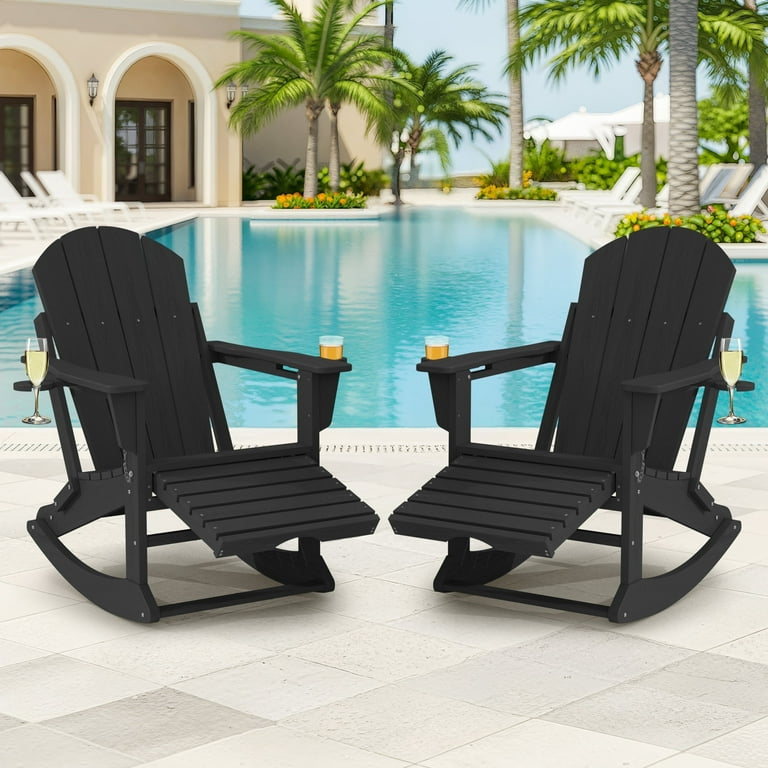 KINGYES Folding Adirondack Rocking Chair Set of 2 with