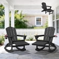 thumbnail image 1 of KINGYES Adirondack Rocking Chair Set of 2 with Retractable Ottoman and Cup Holders, HDPE Adirondack Rocker, Patio Rocking Chair for Porch, Patio, Black, 1 of 9