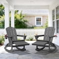 thumbnail image 1 of KINGYES Adirondack Rocking Chair Set of 2 with Retractable Ottoman and Cup Holders, HDPE Adirondack Rocker, Patio Rocking Chair for Porch, Patio, Grey, 1 of 9