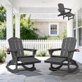 thumbnail image 1 of KINGYES Adirondack Rocking Chair Set of 2 with Retractable Ottoman and Cup Holders, HDPE Adirondack Rocker, Patio Rocking Chair for Porch, Patio, Grey, 1 of 9