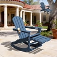 thumbnail image 1 of KINGYES Adirondack Rocking Chair with Retractable Ottoman and Cup Holders, HDPE Adirondack Rocker, Patio Rocking Chair for Porch, Patio, 1 of 9