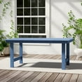 thumbnail image 1 of KINGYES All Weather Outdoor Dining Table with Umbrella Hole, HDPE Rectangular Patio Table for Backyard, Garden, Porch, Deck, Navy, 1 of 9