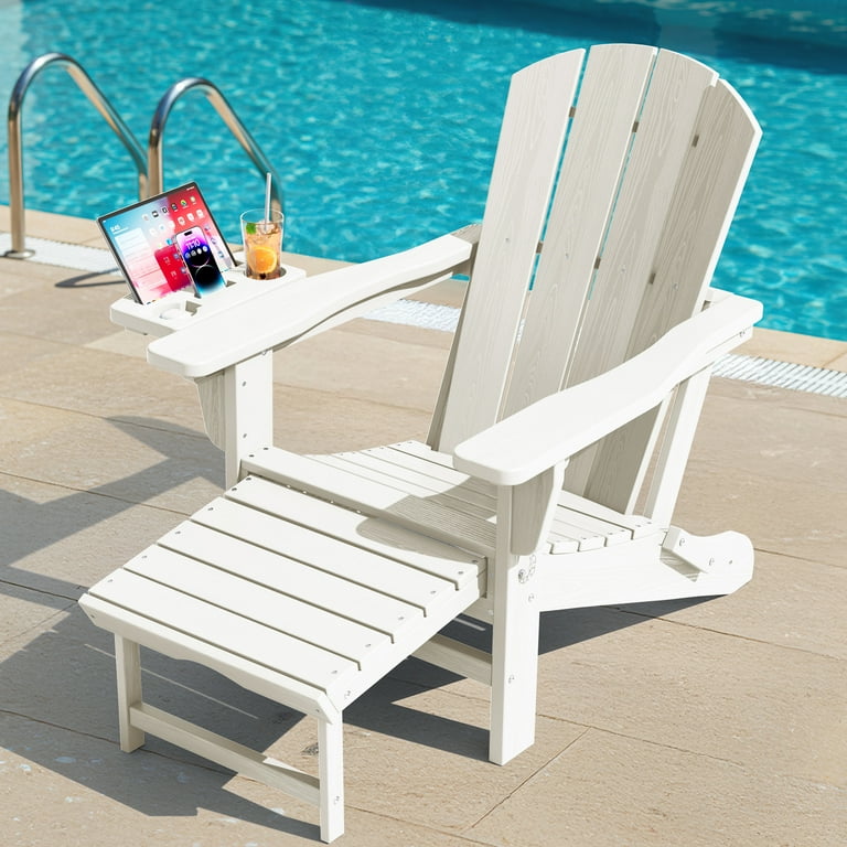 KINGYES Folding Adirondack Chair, Adjustable Backrest with Pull