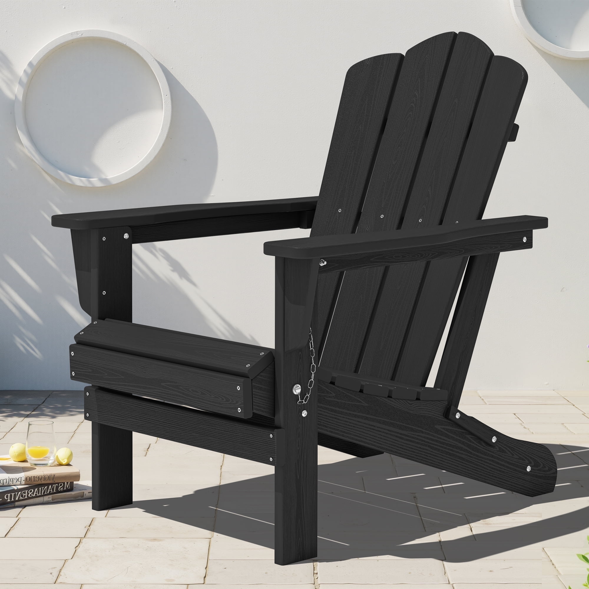 PIPOPA Outdoor Folding Adirondack Chair with ottoman , HDPE All Weather  Patio Chair with Cup Holder for Deck Backyard Garden, Forest - Walmart.com, image size:2000x2000