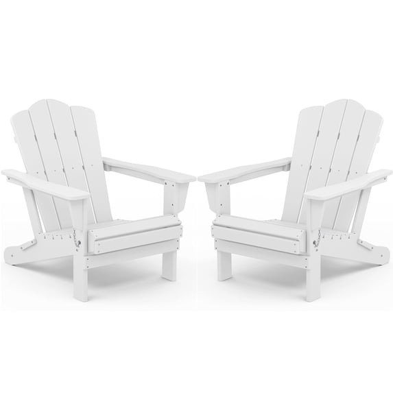 KINGYES Folding Adirondack Chair Set of 2,HDPE All-Weather Folding Adirondack Chair, Chair Companion for Patio Garden,Backyard Deck