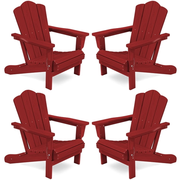 KINGYES Folding Adirondack Chair Set of 4,HDPE All-Weather Folding Adirondack Chair, Chair Companion for Patio Garden,Backyard Deck