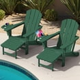 thumbnail image 1 of KINGYES Folding Adirondack Chair set of 2, Adjustable Backrest with Pull-Out Footrest & 4-in-1 Mobile Phone, Tablet, Cup Holder Tray, HDPE Plastic Adirondack Chair for Patio Garden Outdoors Fire Pit, 1 of 10
