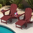 thumbnail image 1 of KINGYES Folding Adirondack Chair set of 2, Adjustable Backrest with Pull-Out Footrest & 4-in-1 Mobile Phone, Tablet, Cup Holder Tray, HDPE Plastic Adirondack Chair for Patio Garden Outdoors Fire Pit, 1 of 10