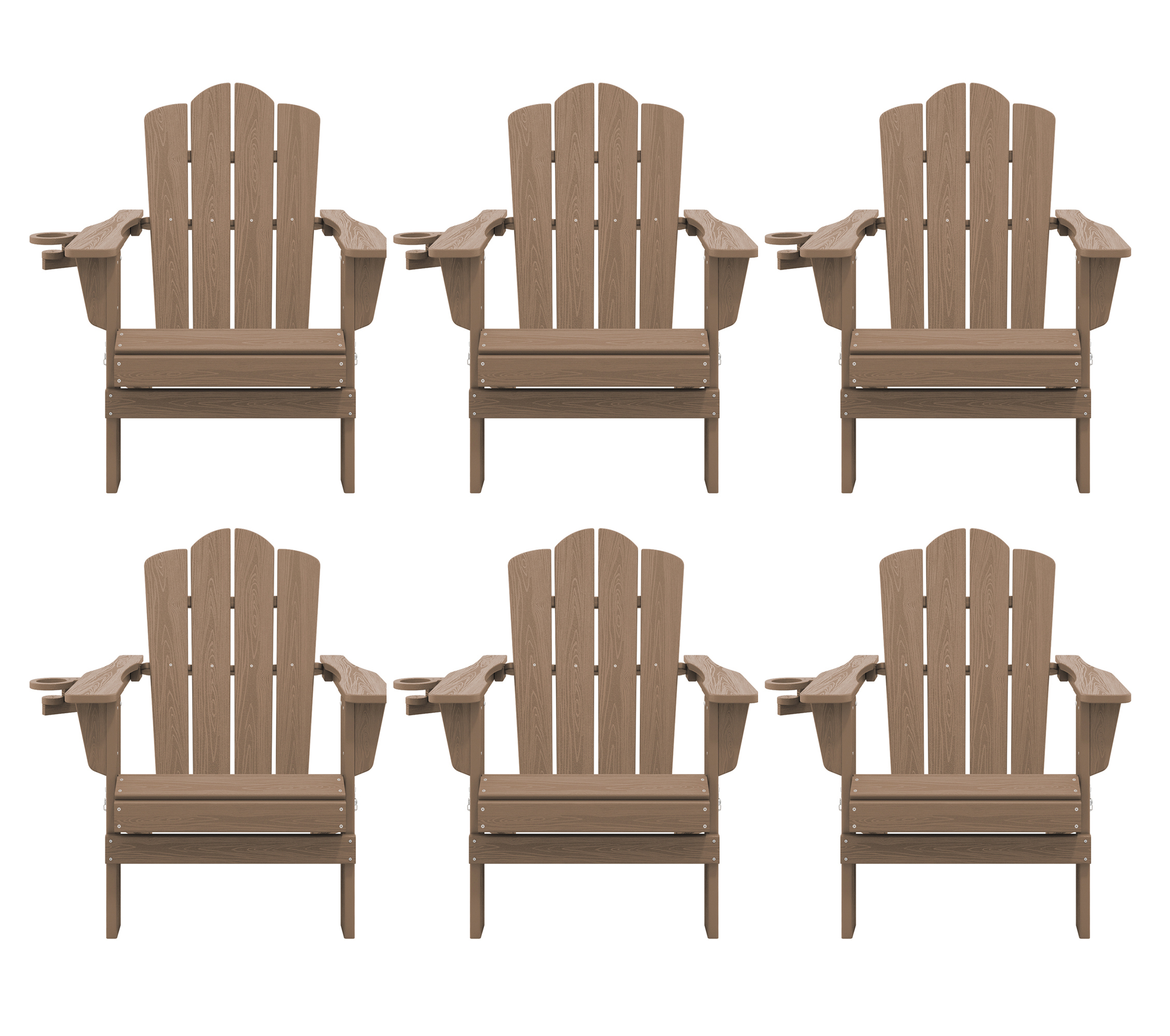 KINGYES Folding Adirondack Chair with Cup Holder, HDPE All-Weather Folding Adirondack Chair, Fir Pit Chairs for Patio Garden Backyard