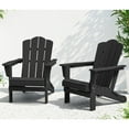 thumbnail image 1 of KINGYES Folding Adirondack Chairs Set of 2, HDPE All-Weather Folding Adirondack Chair, Fir Pit Chairs for Patio Garden Backyard Deck, Black, 1 of 8