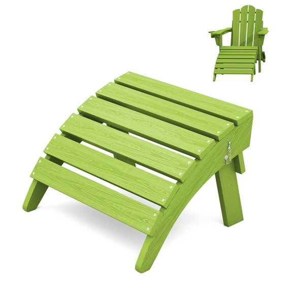 KINGYES Folding Adirondack Ottoman, HDPE Outdoor Foot Rest, Plastic Adirondack Footstool for Adirondack Chairs, Apple