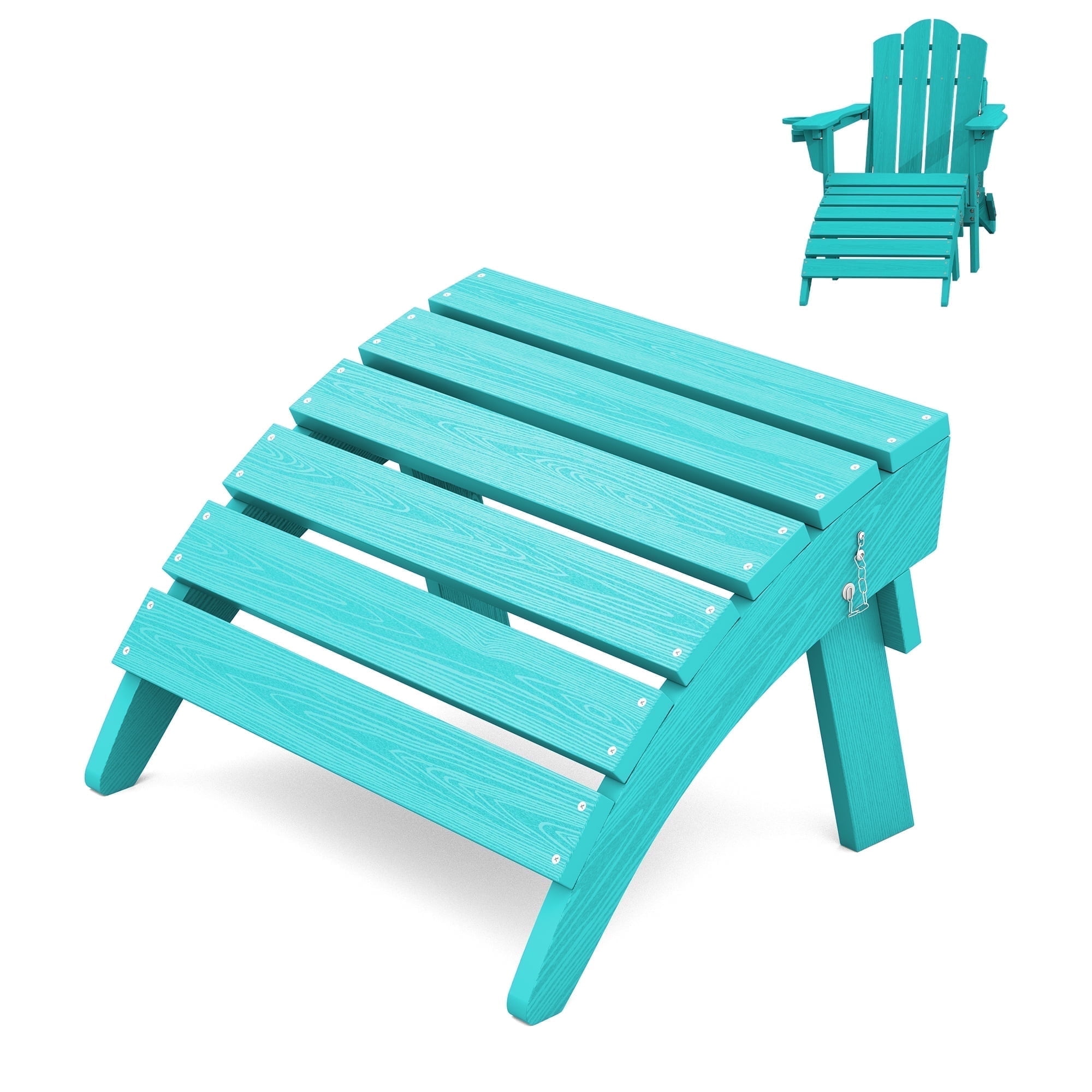 KINGYES Folding Adirondack Ottoman, HDPE Outdoor Foot Rest, Plastic Adirondack Footstool for Adirondack Chairs, Aruba