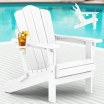 KINGYES Folding Adjustable Adirondack Chair, All Weather Use Reclining Adirondack Chair, HDPE Adirondack Outdoor Chair - White