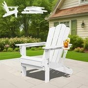 KINGYES Folding Adjustable Adirondack Chair, All Weather Use Reclining Adirondack Chair, HDPE Adirondack Outdoor Chair - White