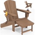 thumbnail image 1 of KINGYES Folding Adjustable Adirondack Chair with Retractable Ottoman, HDPE Reclining Adirondack Chair with Cup Holde, Brown, 1 of 4