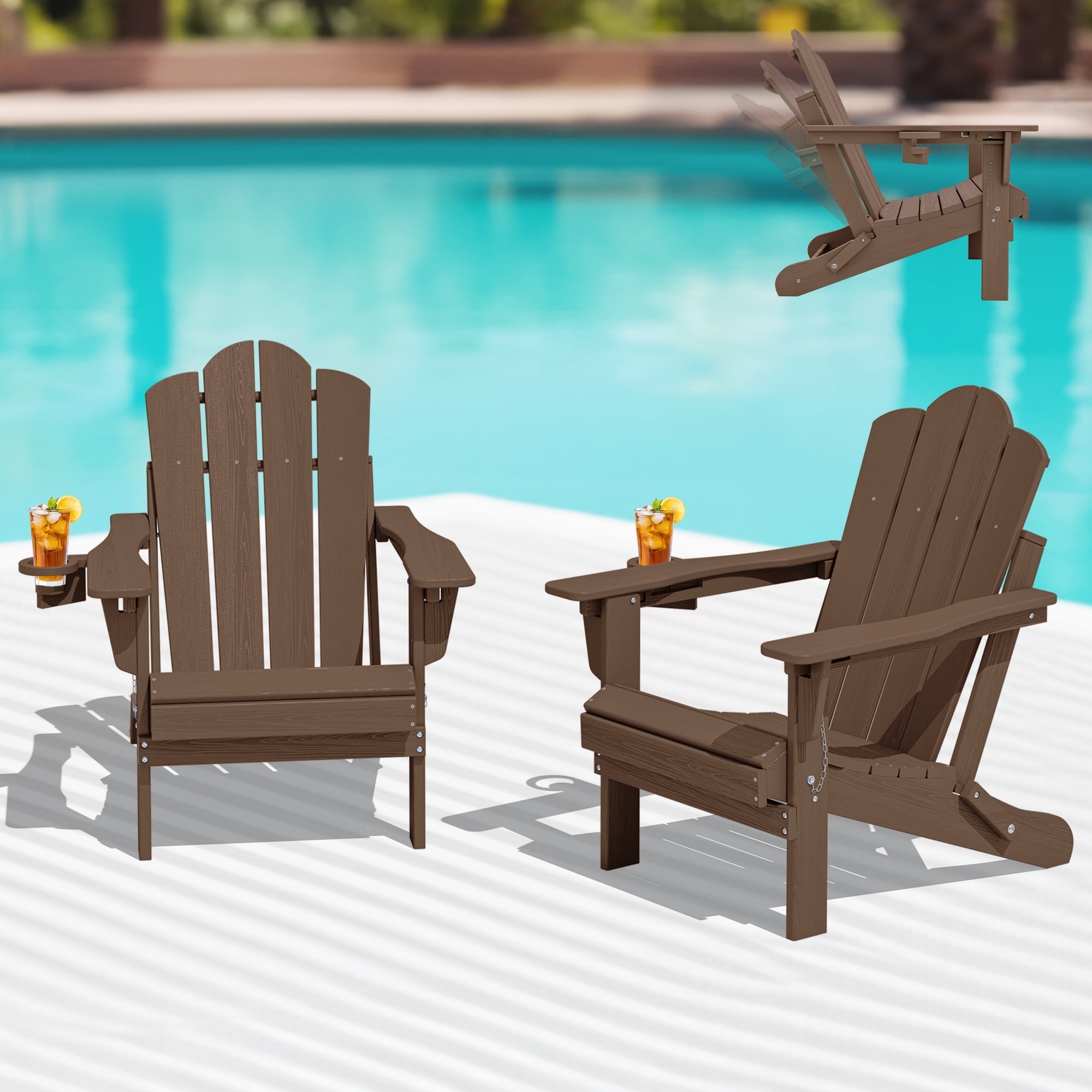 KINGYES Folding Adjustable Adirondack Chairs Set of 2, All Weather Use ...