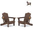thumbnail image 1 of KINGYES Folding Adjustable Backrest Adirondack Chairs with Cup Holder Set of 2, All Weather Use Reclining Adirondack Chairs Set of 2, Brown, 1 of 4