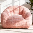 thumbnail image 1 of KINGYES Giant Bean Bag Chair of 2, Oversized Beanbag Chair, Sofa Chair with Memory Foam Filler and Chair Cover for Living Room, Bedroom, Dorm,Pink, 1 of 6
