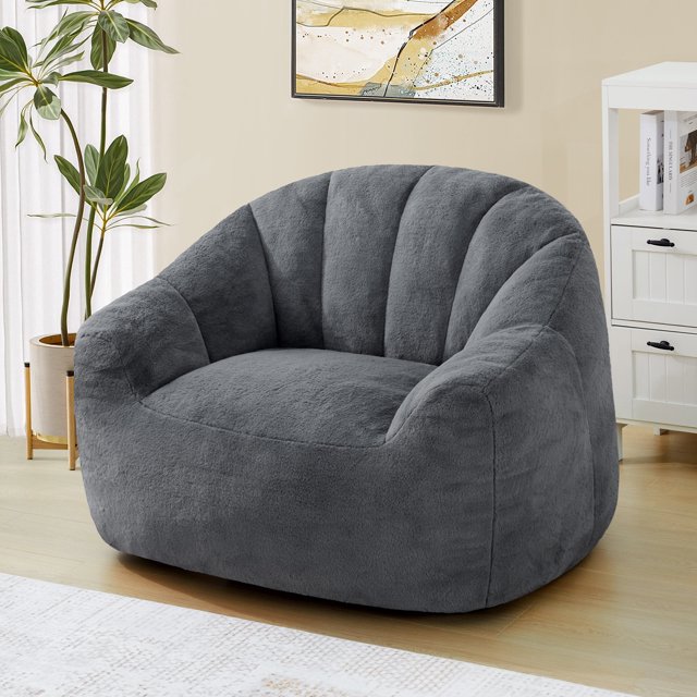 KINGYES Giant Bean Bag Chair, Oversized 3.6 FT Beanbag Chair, No Assembly Lazy Sofa Chair with Premium Memory Foam Filler and Chair Cover for Living Room, Bedroom, Dorm