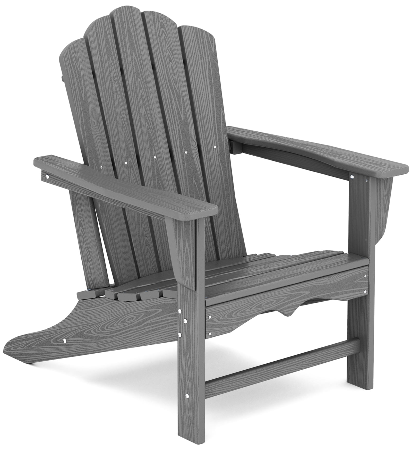 KINGYES HDPE Adirondack Chair, All-Weather Outdoor Fire Pit Chairs for Patio Deck Lawn, Grey