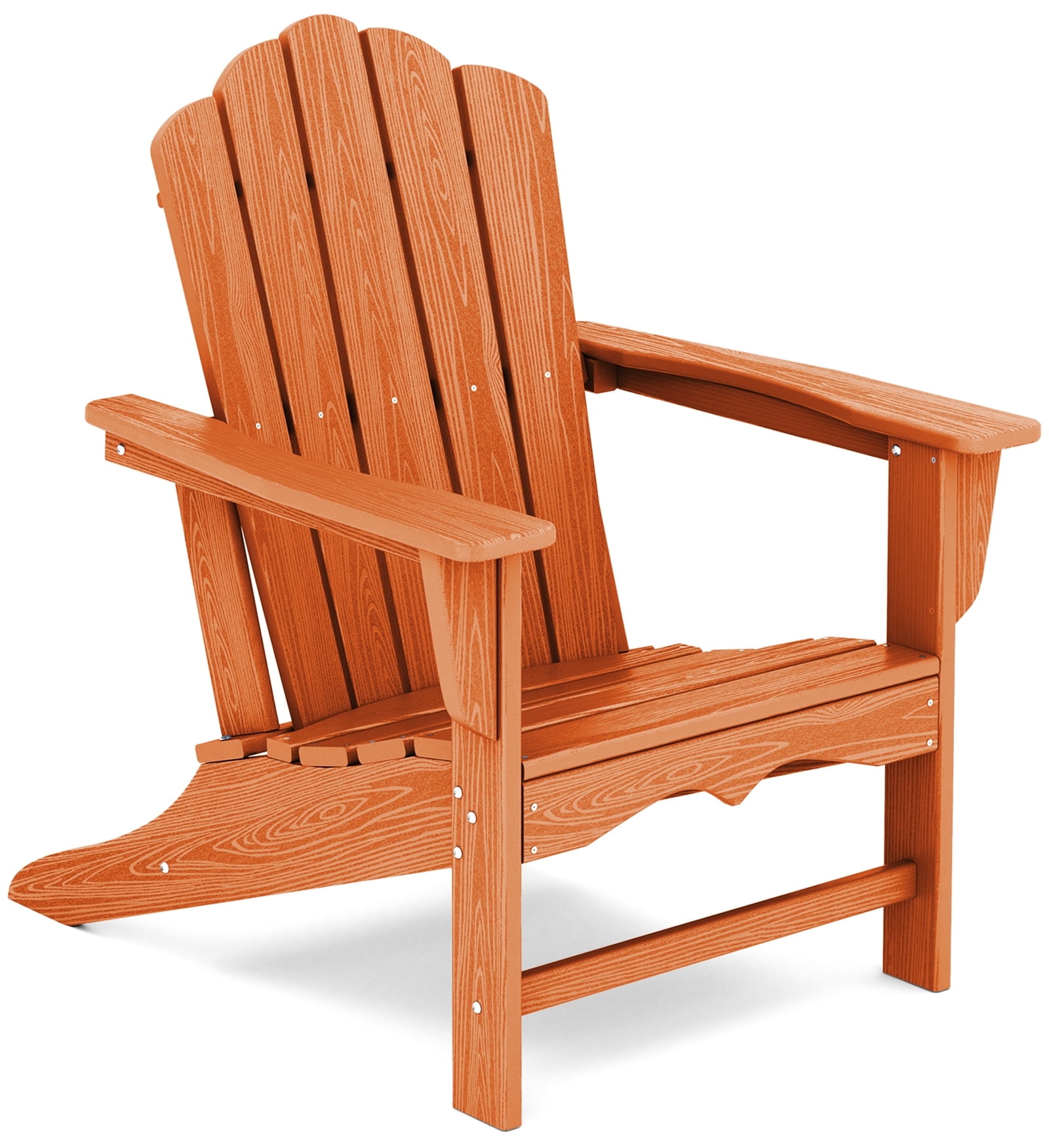 KINGYES HDPE Adirondack Chair, All-Weather Outdoor Fire Pit Chairs for Patio Deck Lawn, Orange