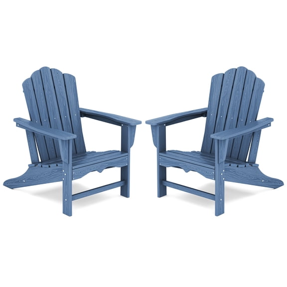 KINGYES HDPE Adirondack Chair Set of 2, All-Weather Outdoor Fire Pit Chairs for Patio Deck Lawn, Navy