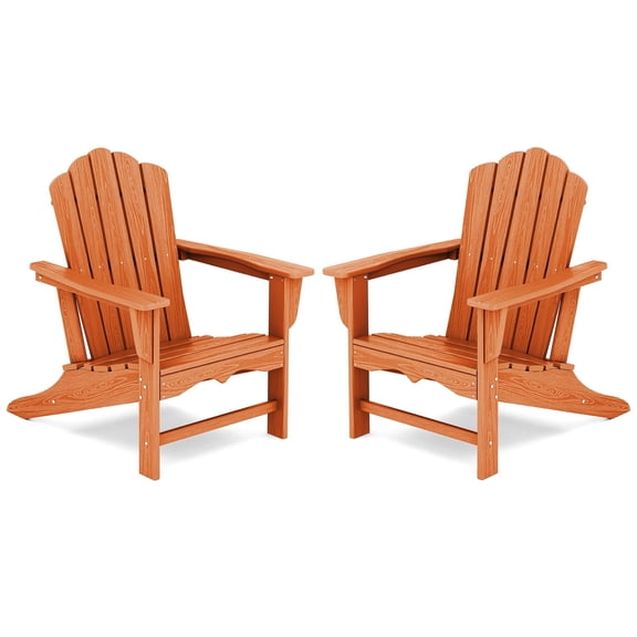 KINGYES HDPE Adirondack Chair Set of 2, All-Weather Outdoor Fire Pit Chairs for Patio Deck Lawn, Orange