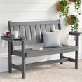 thumbnail image 1 of KINGYES HDPE Outdoor Bench with Integrated Side Tray, 2-Person All-Weather Patio Bench with 660 lbs Capacity, Porch Bench for Backyard, Garden & Park, Gray, 1 of 12