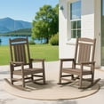 thumbnail image 1 of KINGYES HDPE Outdoor Rocking Chairs Set of 2,HDPE Patio Rocker for Porch, Brown, 1 of 7