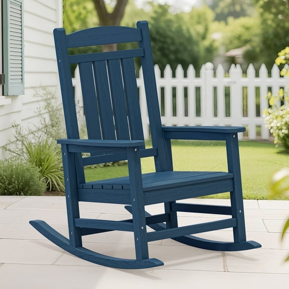 KINGYES HDPE Outdoor Rocking Chairs,HDPE Patio Rocker for Porch,Navy