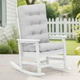 thumbnail image 1 of KINGYES HDPE Oversize Outdoor Rocking Chair with Thick Cushion, Porch Rocker Chair, White Chair with Grey Cushion, 1 of 7