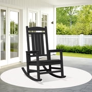 KINGYES HDPE Rocking Chairs Outdoor, Patio Rocking Chairs for Deck Lawn Yard, Black