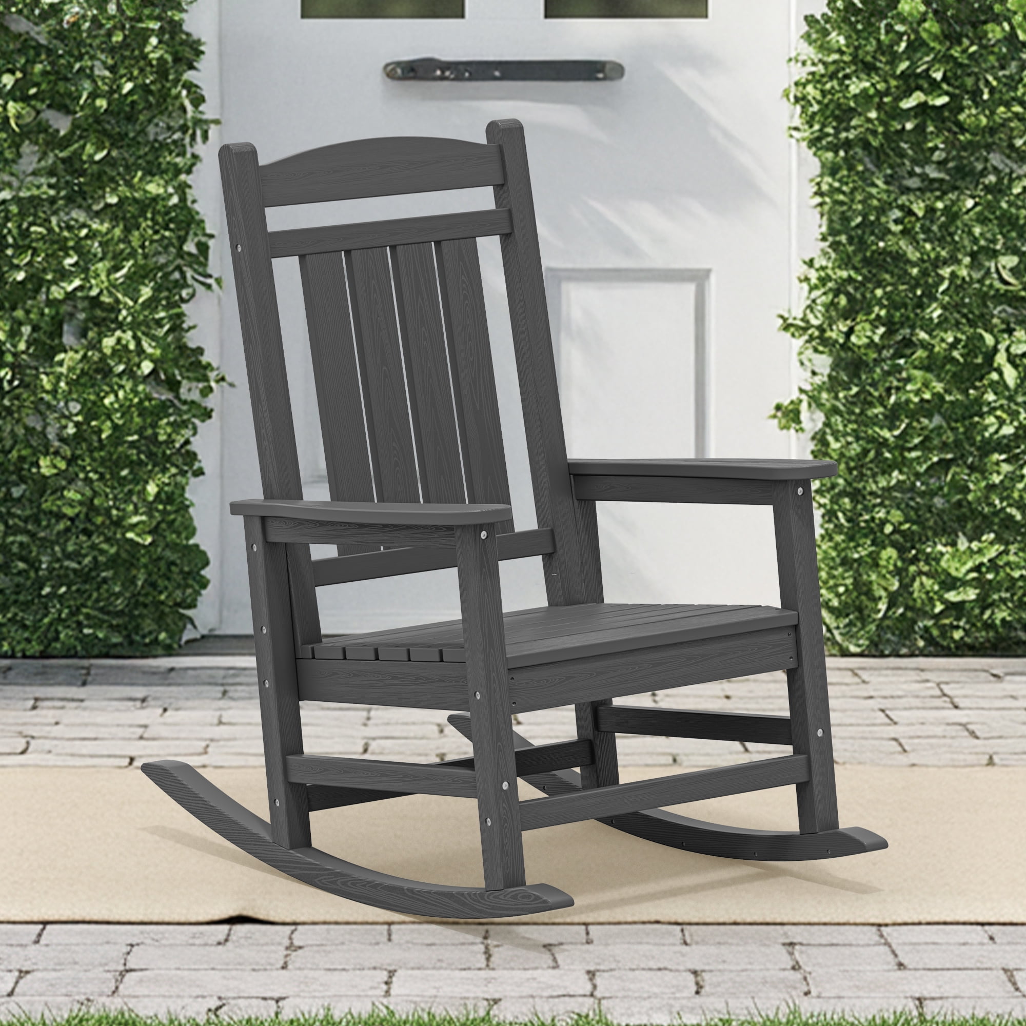 KINGYES HDPE Rocking Chairs Outdoor, Patio Rocking Chairs for Deck Lawn ...