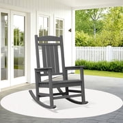 KINGYES HDPE Rocking Chairs Outdoor, Patio Rocking Chairs for Deck Lawn Yard, Grey