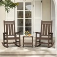 thumbnail image 1 of KINGYES Outdoor HDPE Rocking Chair Set, 2-Piece Patio Rocker with Double Side Table, Brown, 1 of 9